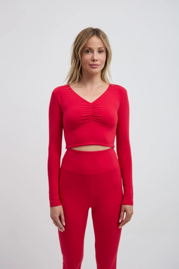 Longsleeve bawełniany Liu, czerwony