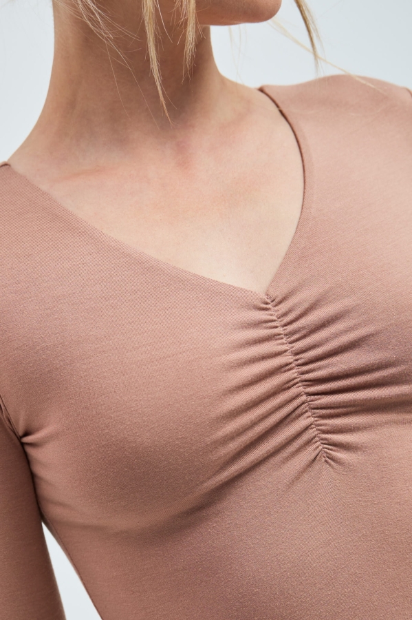 Longsleeve z micromodalu Liu, beżowy