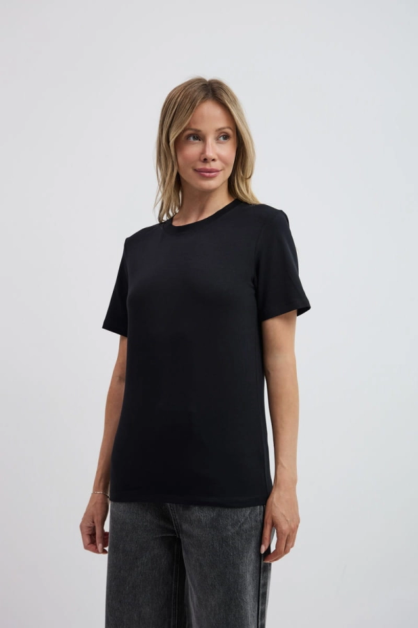 T-shirt Natural, O-neck bawełniany, czarny