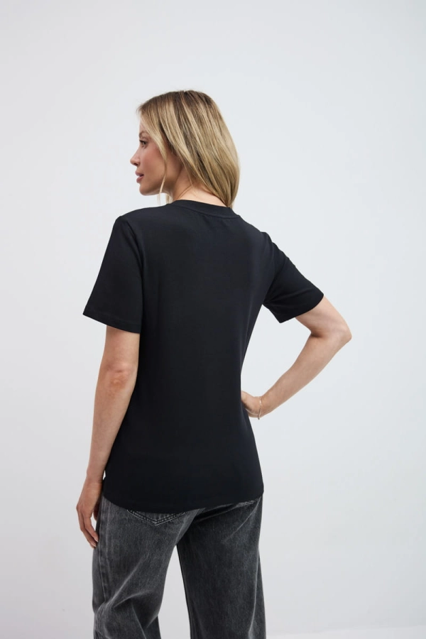 T-shirt Natural, O-neck bawełniany, czarny