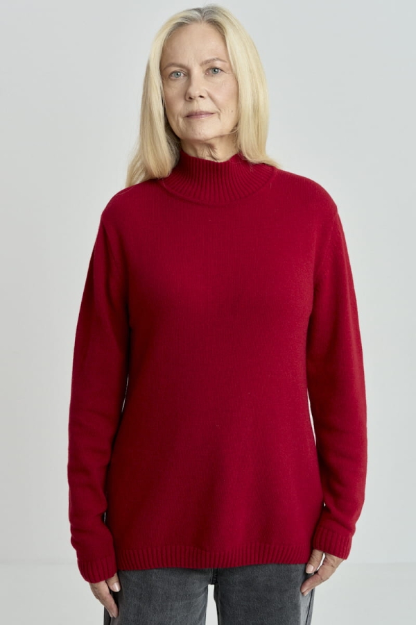Sweter Mild wełniany, czerwony