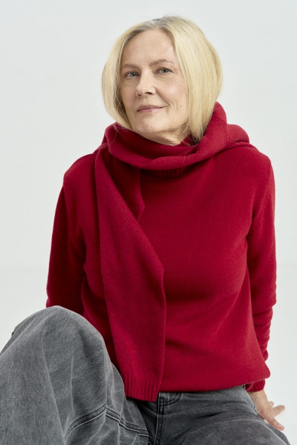 Sweter Mild wełniany, czerwony