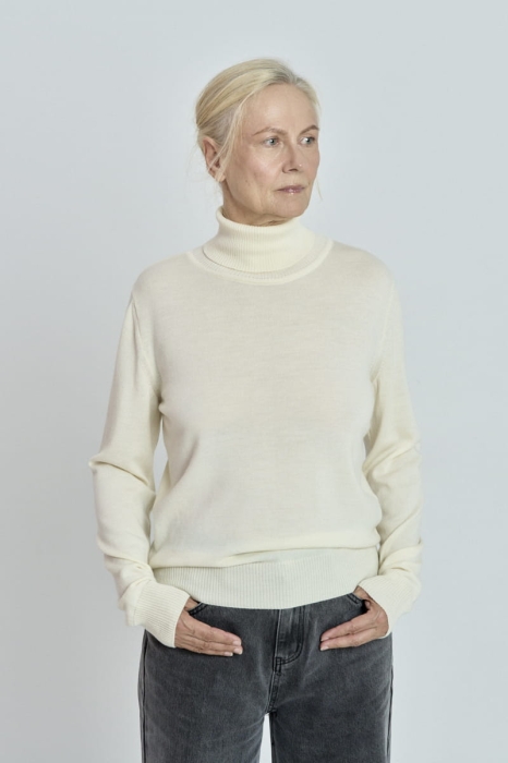 Golf Daisy z wełny merino, biały