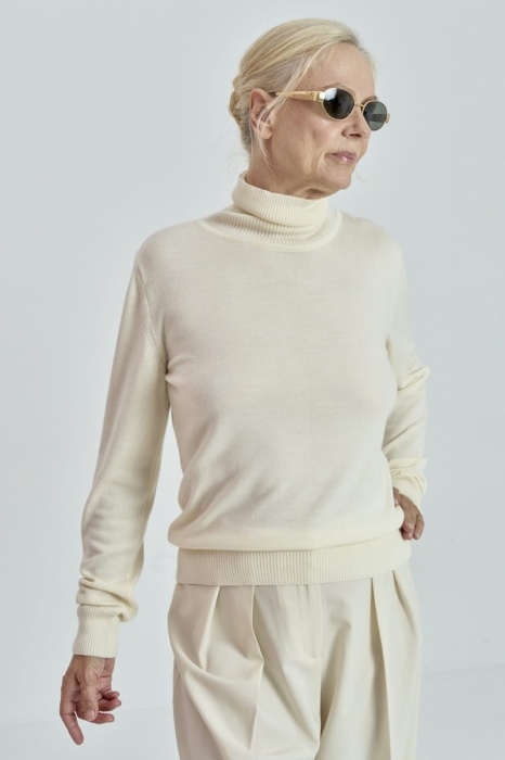 Golf Daisy z wełny merino, biały