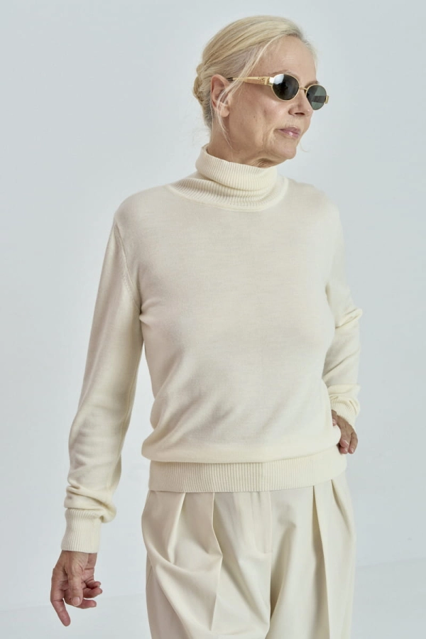 Golf Daisy z wełny merino, biały