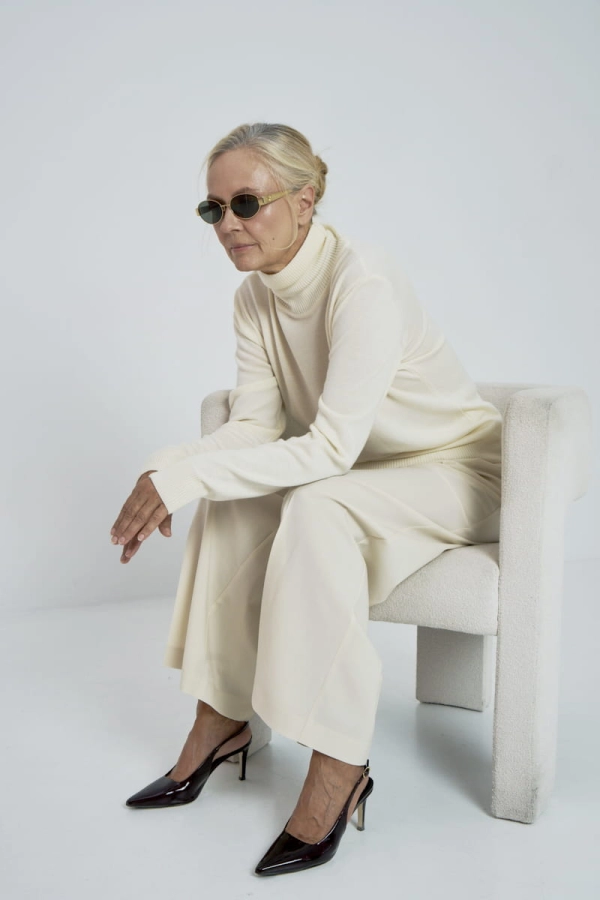 Golf Daisy z wełny merino, biały