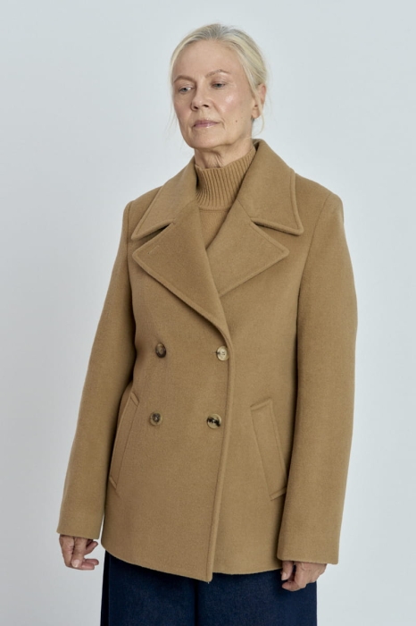 Zimowy płaszcz North wełniany, beżowy