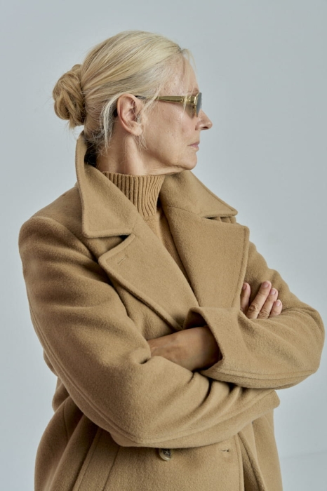 Zimowy płaszcz North wełniany, beżowy