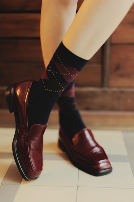 Mokasyny Dery, skóra lakierowana, bordowe