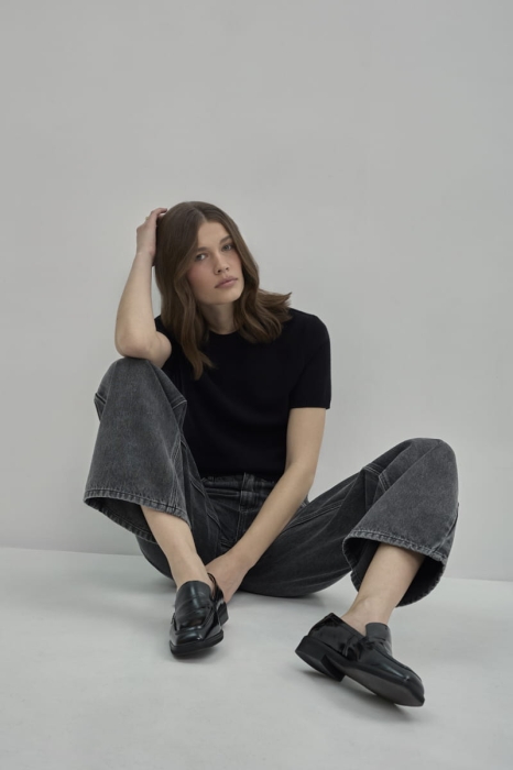 Mokasyny Dery, skóra lakierowana, czarne