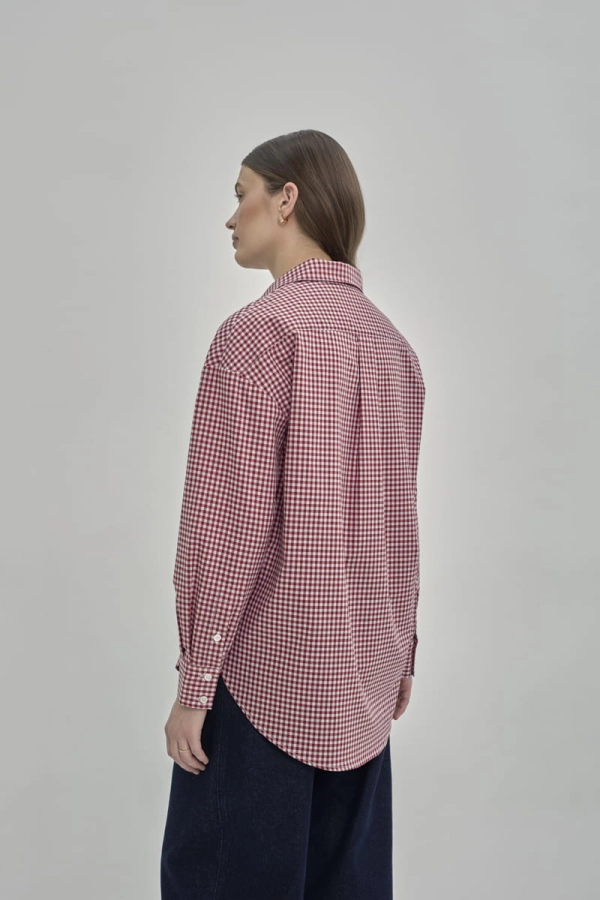 Koszula bawełniana Maya, w czerwono-kremową kratę
