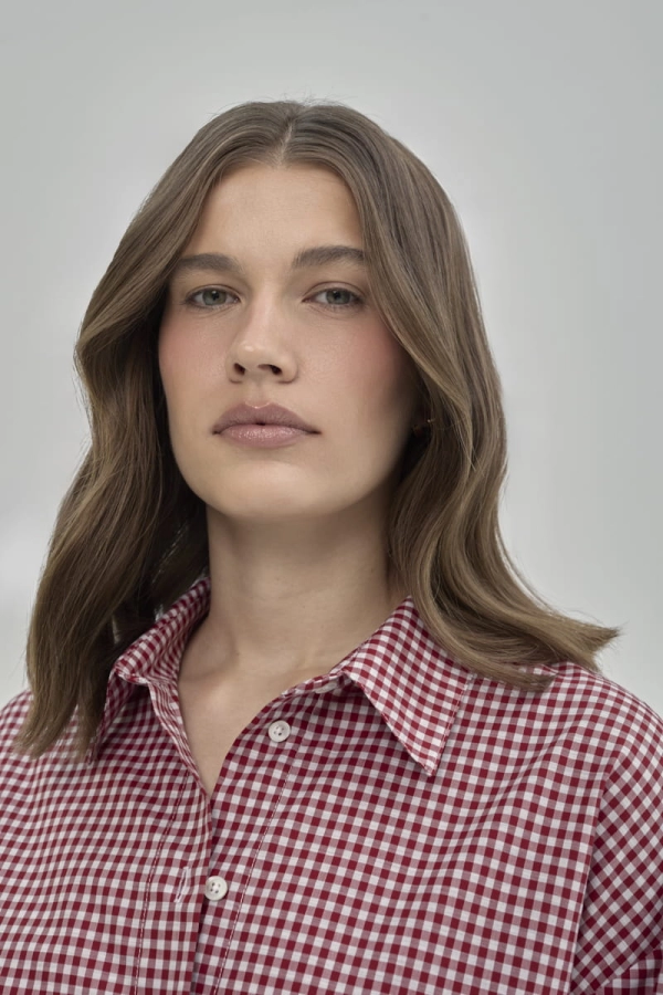 Koszula bawełniana Maya, w czerwono-kremową kratę