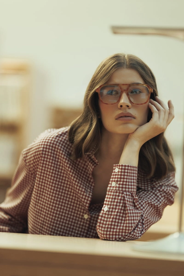 Koszula bawełniana Maya, w czerwono-kremową kratę