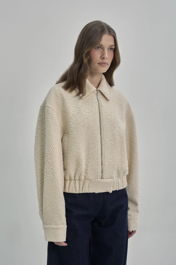 Kurtka bomberka wełniana Azura, kremowa