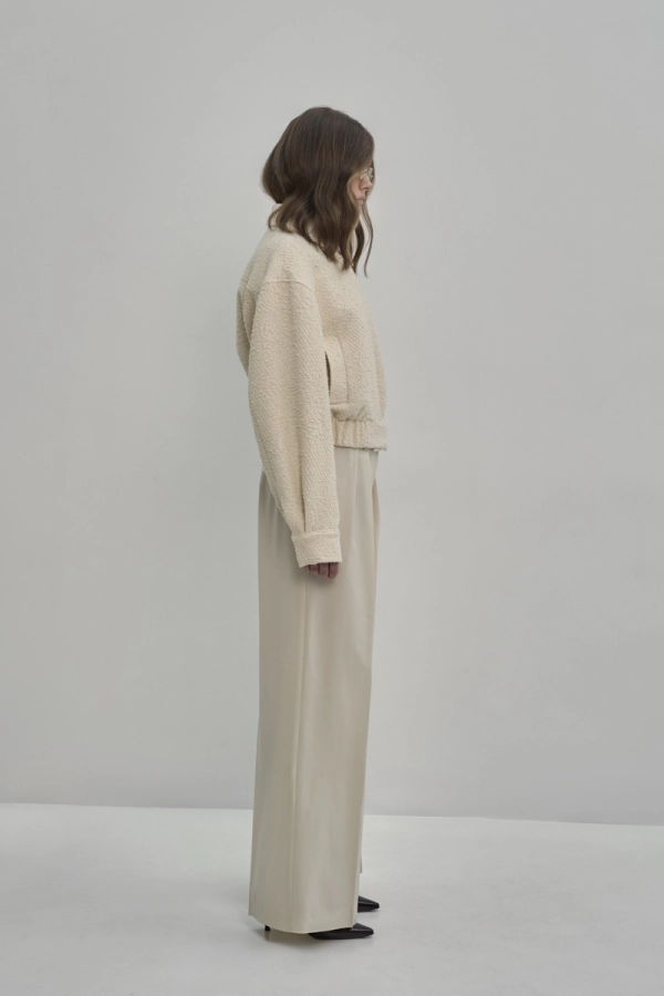 Kurtka bomberka wełniana Azura, kremowa