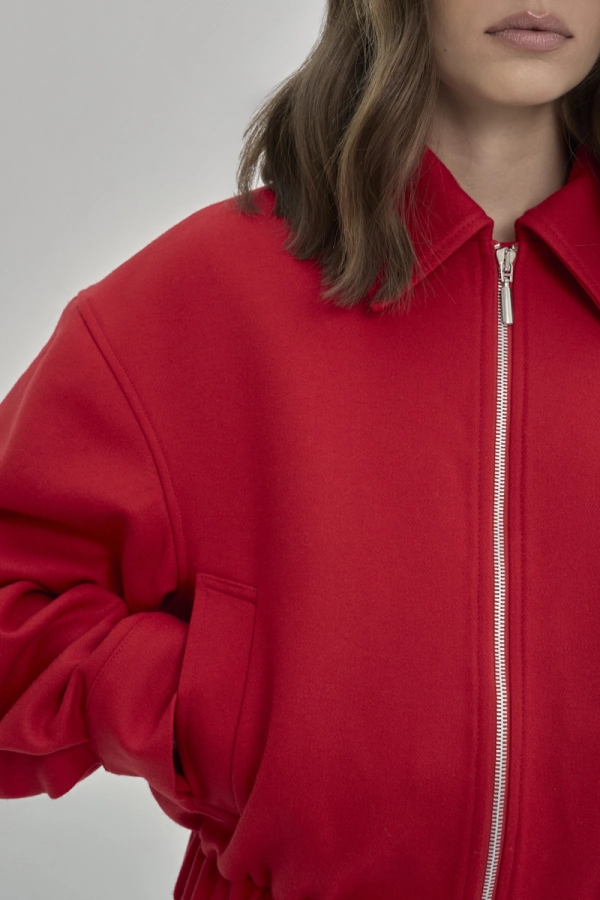 Kurtka bomberka wełniana Azura, czerwona