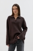 Sweter bawełniany polo Theo, brązowy
