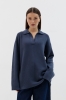 Sweter bawełniany polo Theo, granatowy