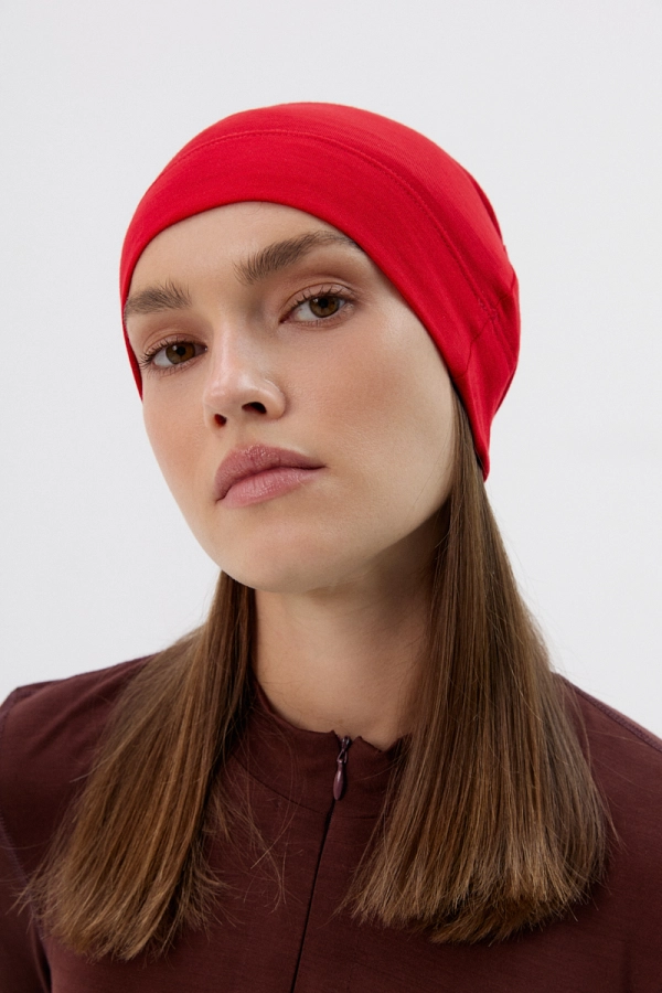 Czapka jednowarstwowa wełniana, jasnoczerwona