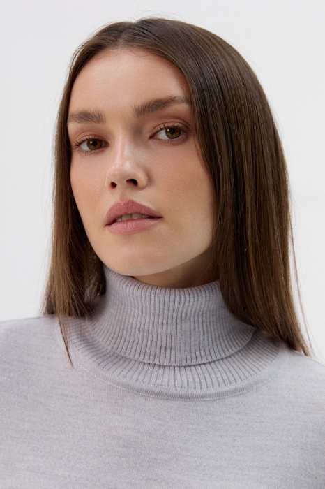 Golf Daisy damski 100% wełna merino, szary melanż – przód