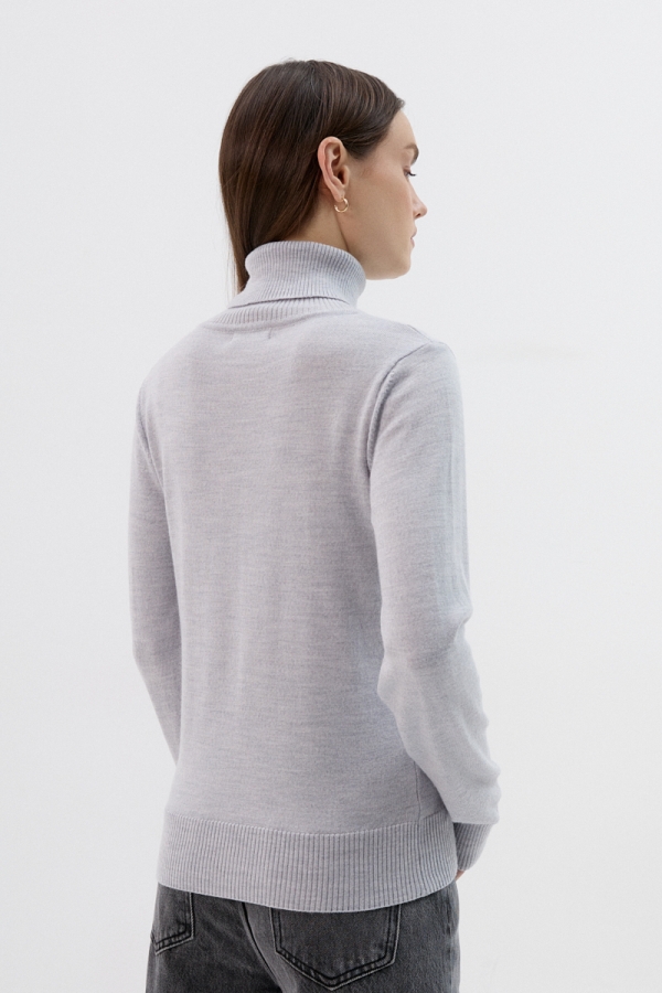 Golf Daisy 100% wełna merino, szary melanż – widok z tyłu