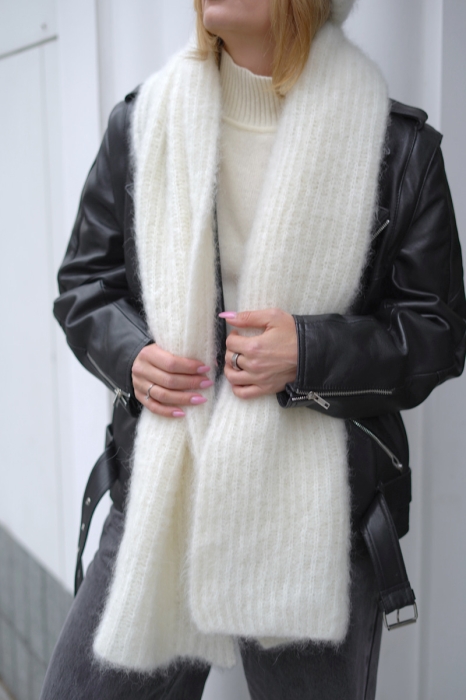 Szalik Cloudy, alpaka z moherem, kremowy