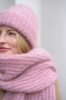 Szalik Cloudy, alpaka z moherem, różowy