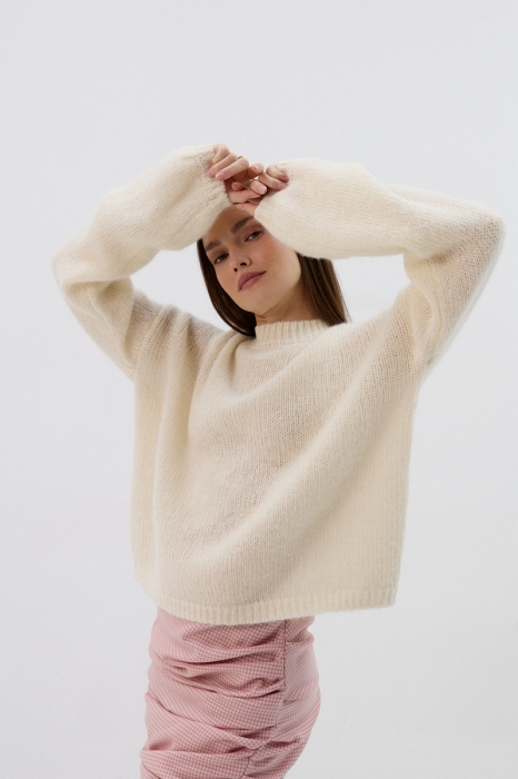 Sweter Willow, wełniany, kremowy