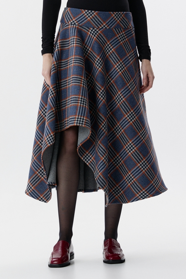 Spódnica Eton, wełniana, w kratę