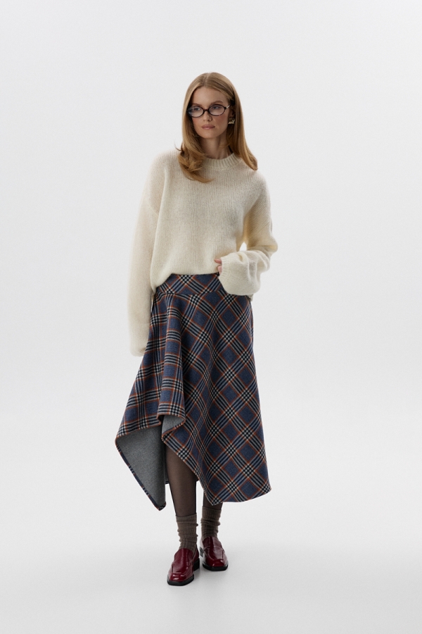 Spódnica Eton, wełniana, w kratę