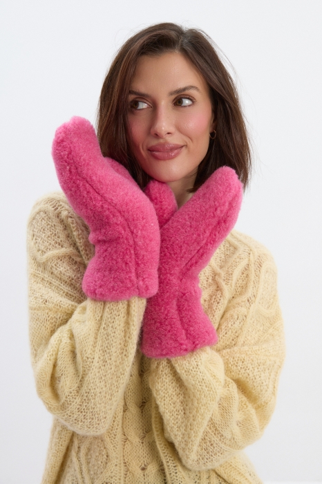 Rękawice Cieplej się nie da wełniane, różowe