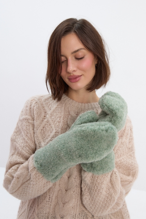 Rękawice Cieplej się nie da wełniane, zielone