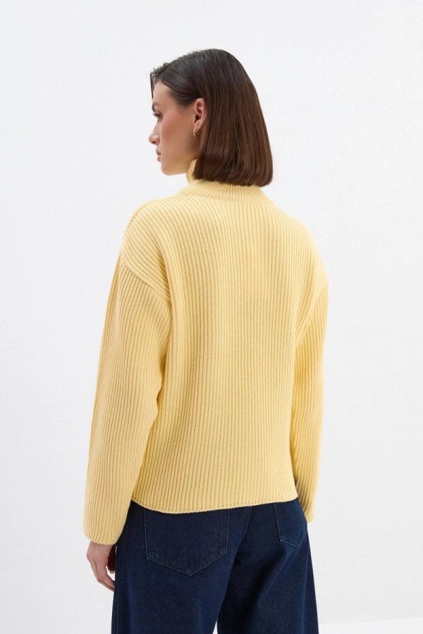 Golf Miley, bawełniany w prążek, masełkowy