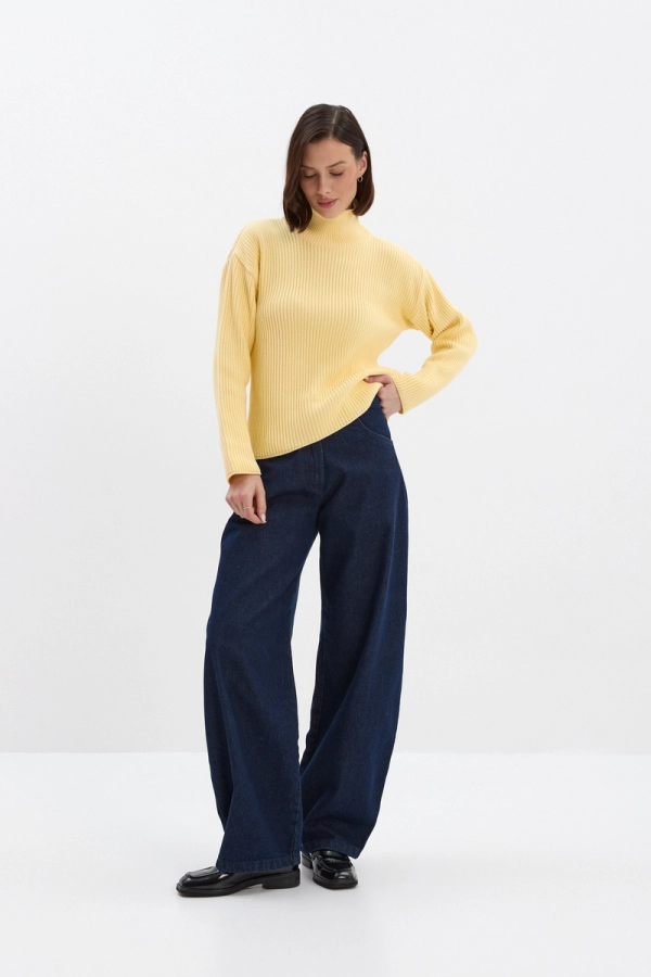 Golf Miley, bawełniany w prążek, masełkowy