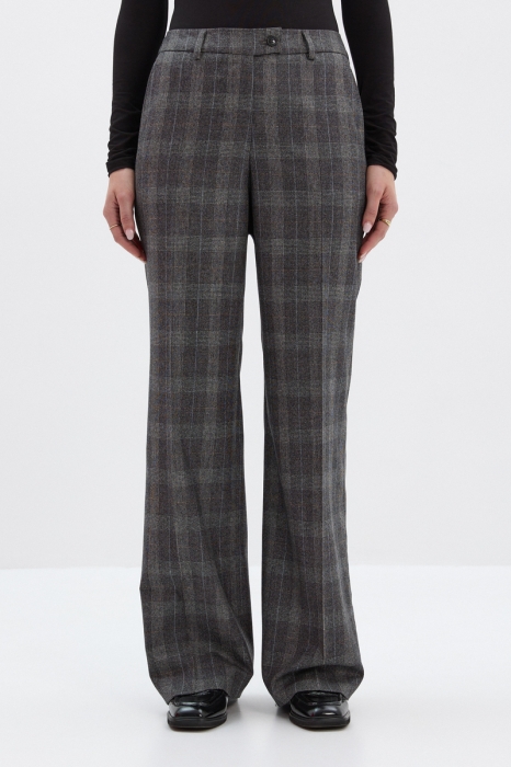 Spodnie Deep, wełniane, w kratę