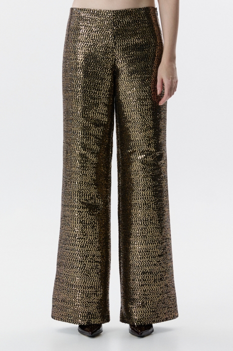 Spodnie Lumen, cekinowe, złote