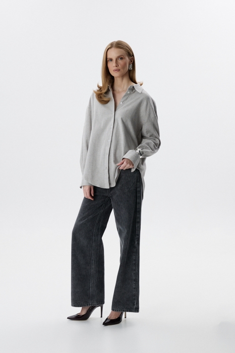 Koszula Maya, bawełniana flanelowa, szara