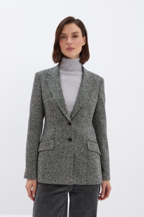 Marynarka Onyx, wełniana, szary melanż