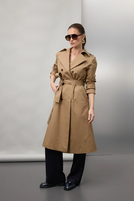 Beżowy trench damski Bridget – elegancki płaszcz bawełniany