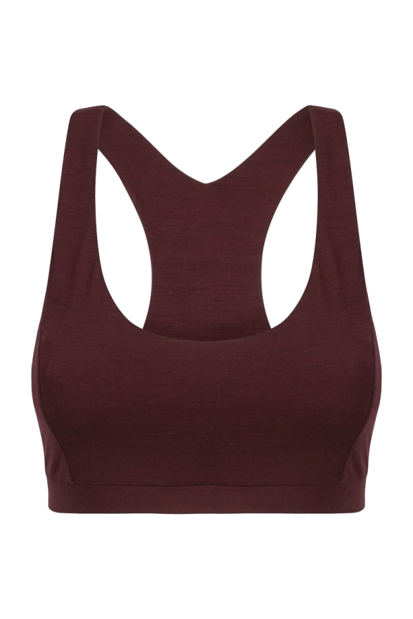 Stanik Pulse Bra, wełna merino, brązowy