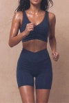 Kolarki sportowe Core V-waist, wełna merino - granatowe