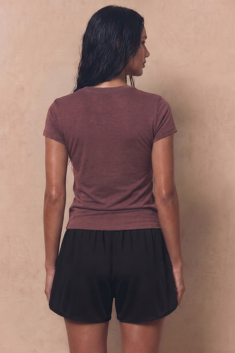 T-shirt Shape, wełna merino, brązowy