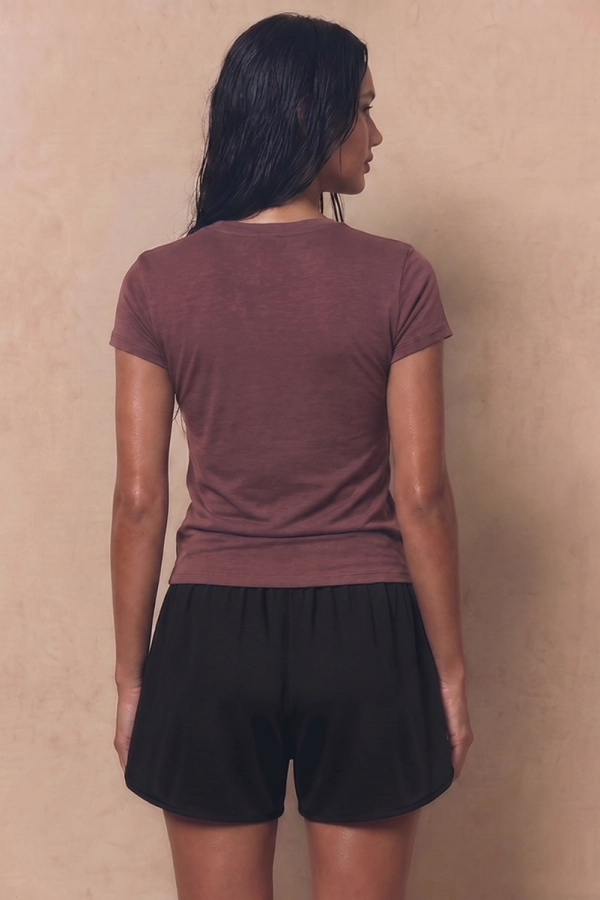 T-shirt Shape, wełna merino, brązowy