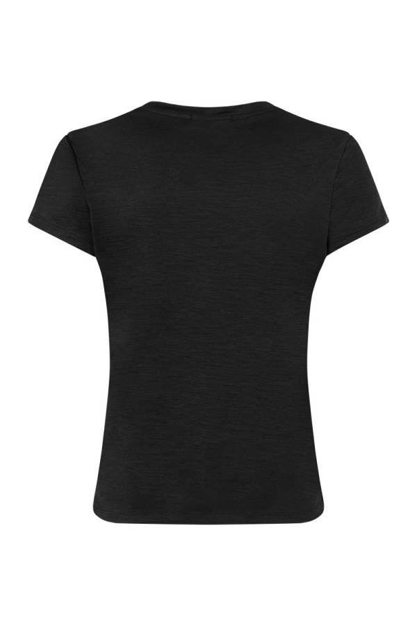 T-shirt Shape Monika Kaminska w kolorze czarnym – widok z tyłu. Dopasowany krój, 100% wełna merino.