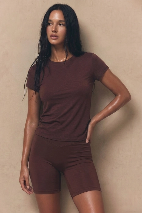 T-shirt Shape z wełny merino w kolorze brązowym – certyfikat The Woolmark Company