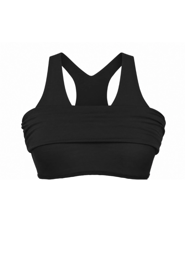 Top sportowy Wool Boost Monika Kaminska w kolorze czarnym – wbudowany stanik, wełna z roica. Kolekcja non-toxic activewear.