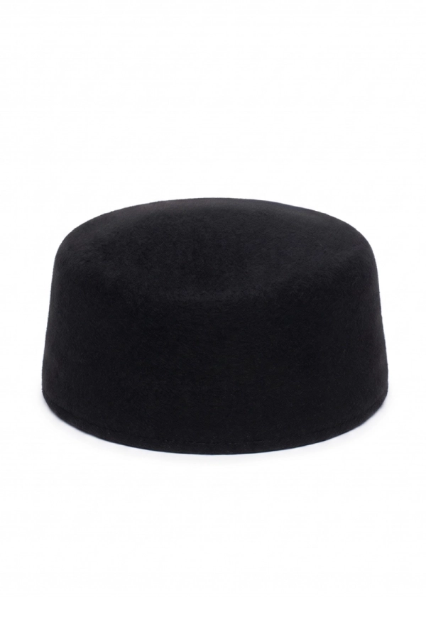 Toczek Ember, wełniany, czarny, one size. Widok z boku, płaski wierzch.