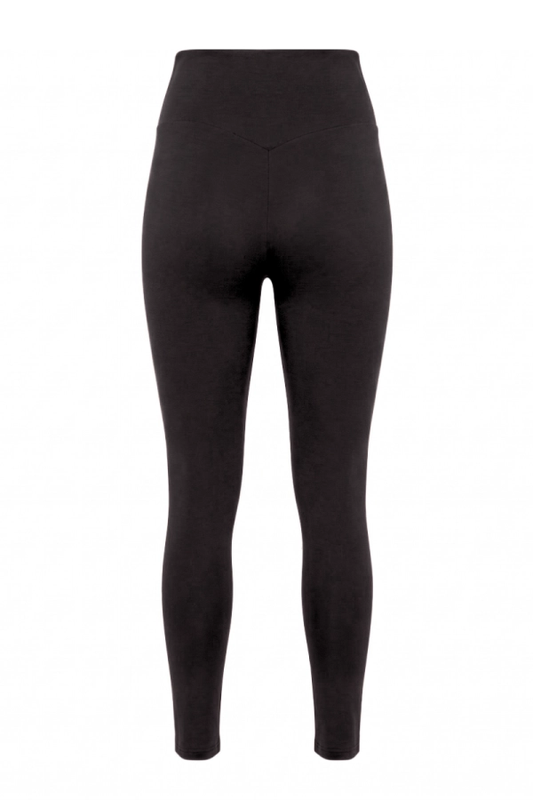 Legginsy sportowe Core V-waist, wełna merino, czarne – tył
