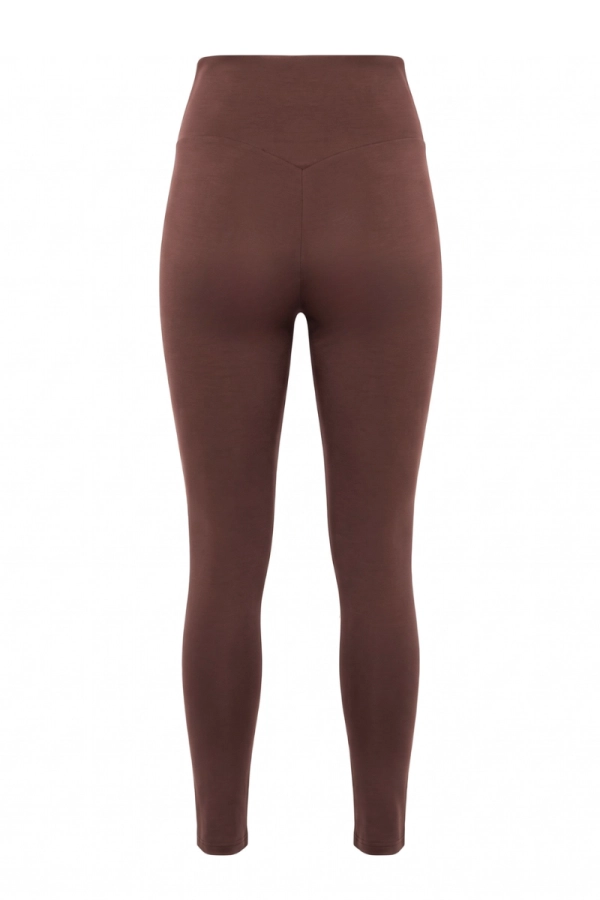 Legginsy sportowe Core V-waist z wełny merino, brązowe – zdjęcie produktowe, tył