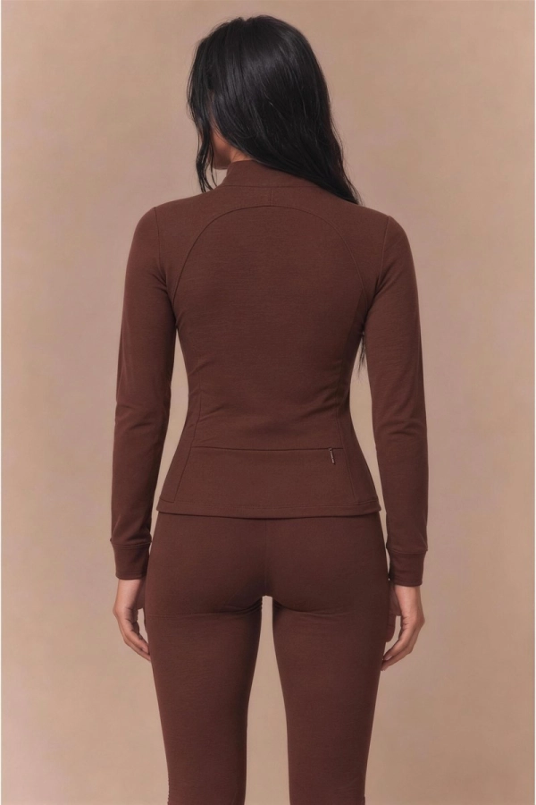 Bluza sportowa Pacer, wełna merino, brązowa